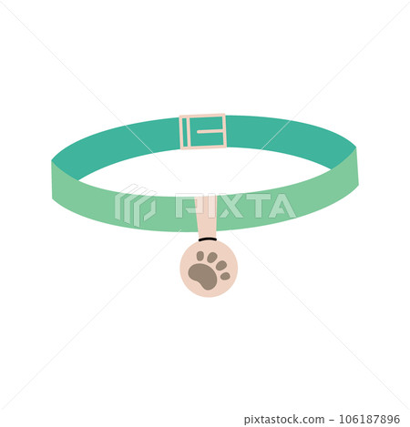 Animal collar, necklace. Animals accessories, pet toy supplies. Vector illustration. 106187896