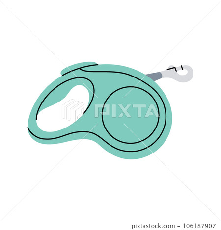 Tape measure leash, retractable leash. Animals accessories, pet toy supplies. Vector illustration. 106187907