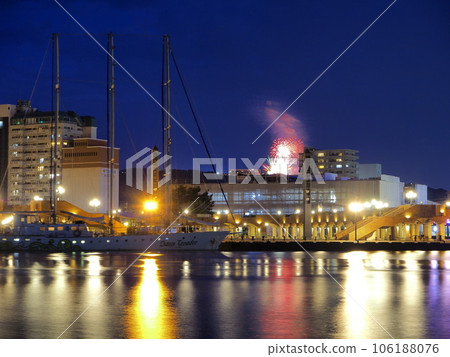 Nihondaira Fireworks Festival seen from Shimizu Port, Shizuoka Prefecture July 106188076