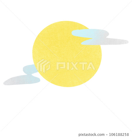 Stamp of the full moon peeking through the clouds 106188258