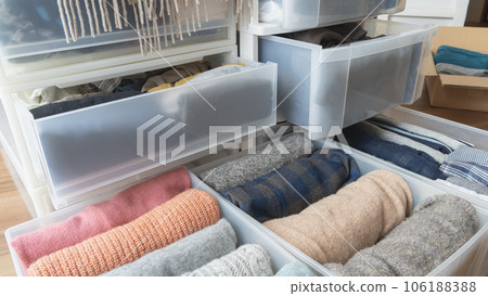 Organize your clothes | Image of changing clothes and discarding 106188388