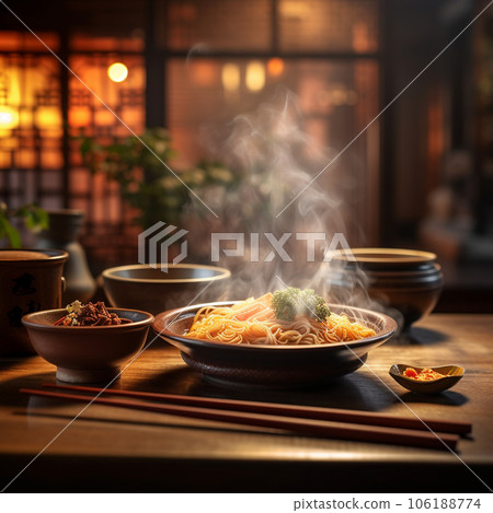Black bowl with chinese noodles Jiangsu cuisine. . High quality photo Black bowl with chinese noodles Jiangsu cuisine. . High quality photo 106188774