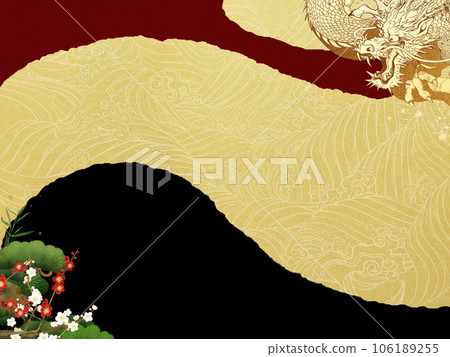 松竹梅和龍背景 106189255