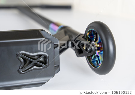 stunt scooter with rainbow-colored wheels. Sale and repair of scooters 106190132