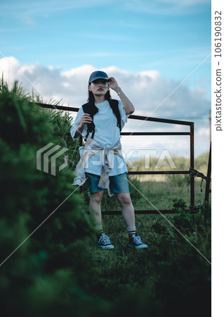 female backpacker traveling female backpacker traveling 106190832
