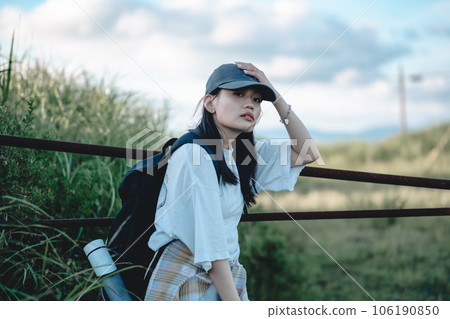 female backpacker traveling 106190850