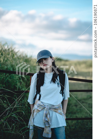 female backpacker traveling 106190871