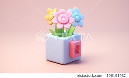 Tiny Cute 3D Flower: Delicate Miniature Botanical Charm 106191082