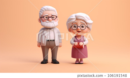 Enduring Love: Tiny Cute 3D Elderly Couple Enduring Love: Tiny Cute 3D Elderly Couple 106191548