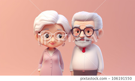 Enduring Love: Tiny Cute 3D Elderly Couple Enduring Love: Tiny Cute 3D Elderly Couple 106191550