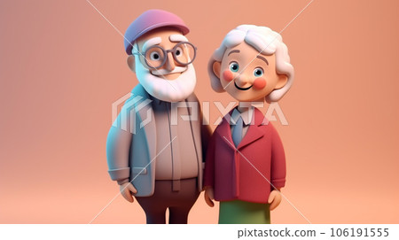 Enduring Love: Tiny Cute 3D Elderly Couple Enduring Love: Tiny Cute 3D Elderly Couple 106191555