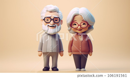 Enduring Love: Tiny Cute 3D Elderly Couple Enduring Love: Tiny Cute 3D Elderly Couple 106191561