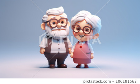 Enduring Love: Tiny Cute 3D Elderly Couple Enduring Love: Tiny Cute 3D Elderly Couple 106191562