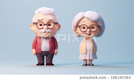 Enduring Love: Tiny Cute 3D Elderly Couple 106191563