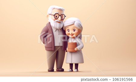 Enduring Love: Tiny Cute 3D Elderly Couple 106191566