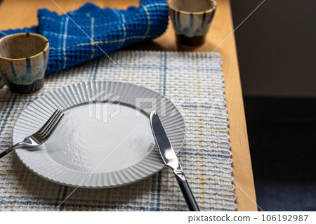 retro cafe table and tableware retro cafe table and tableware 106192987