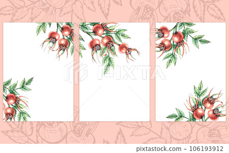 Watercolor wild rose postcard template 106193912