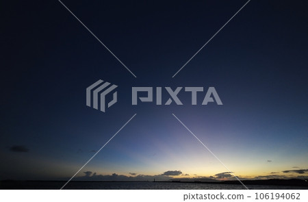 Dusk sky and crepuscular rays of the harbor, summer, super wide angle, sky main, 230810pm 106194062