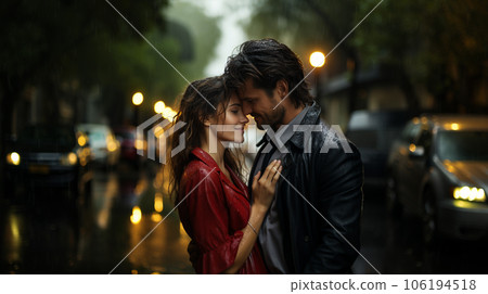 雨中依偎的情侶 106194518