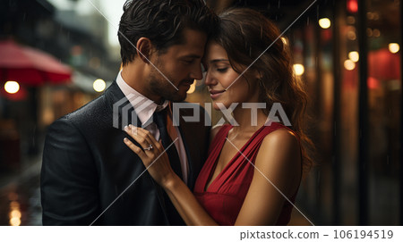 雨中依偎的情侶 雨中依偎的情侶 106194519