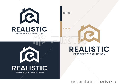 Minimal real estate logo. Feminine home property logo icon vector template Minimal real estate logo. Feminine home property logo icon vector template 106194715