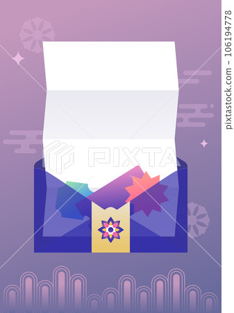 Envelope and blank paper on Korean tradtional pattern. 106194778