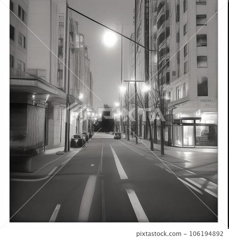 城市景觀和道路。黑與白 106194892