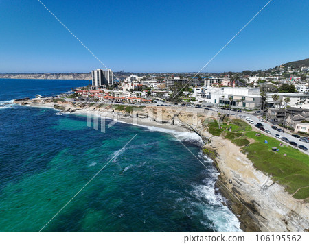 Aerial view of La Jolla cove and beach. San Diego California Aerial view of La Jolla cove and beach. San Diego California 106195562