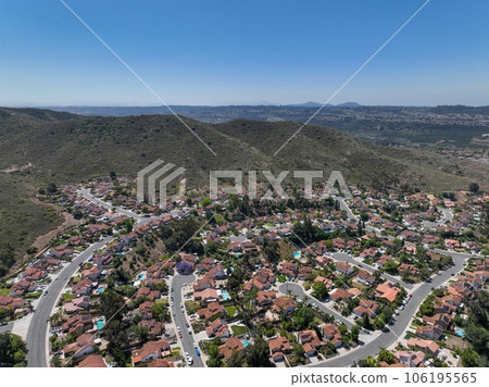 Aerial view of small city Poway in suburb of San Diego County, California, United States. Aerial view of small city Poway in suburb of San Diego County, California, United States. 106195565
