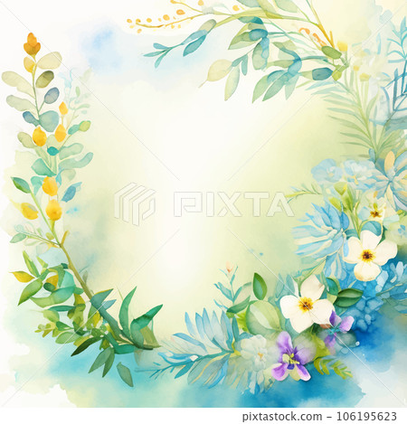Illustration of a flower frame drawn by watercolor Generative AI Illustration of a flower frame drawn by watercolor Generative AI 106195623