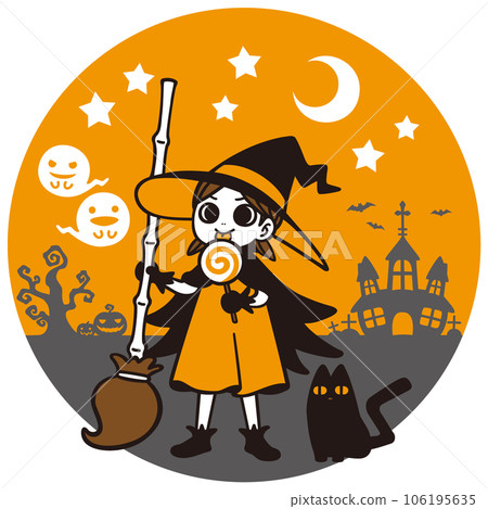 witch and black cat halloween 106195635