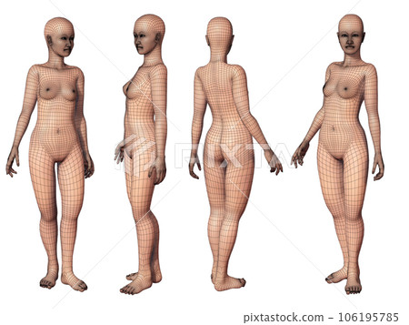 女性裸體人體 CG 插圖與 alpha 4 106195785