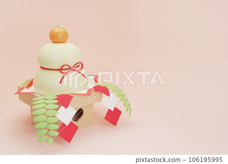 Japanese traditional New Year's decoration Kagami-mochi diagonally 106195995