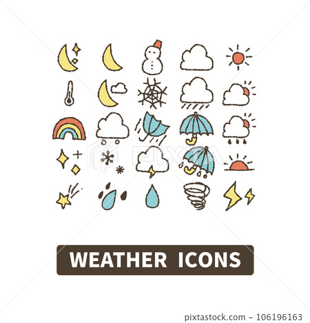 Simple handwritten weather icon set Simple handwritten weather icon set 106196163