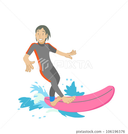 Woman enjoying surfing on surfboard 106196376