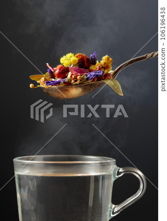 Mix of various dried medicinal plants and herbs for herbal tea. Mix of various dried medicinal plants and herbs for herbal tea. 106196438