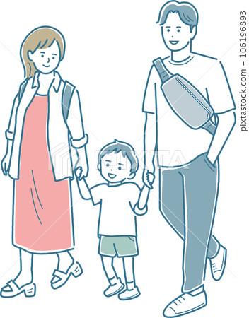 Family walking hand in hand Whole body Family walking hand in hand Whole body 106196893