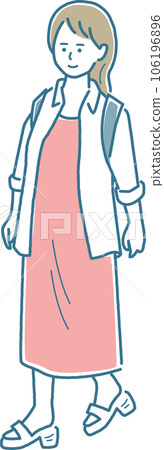 Woman walking whole body Woman walking whole body 106196896