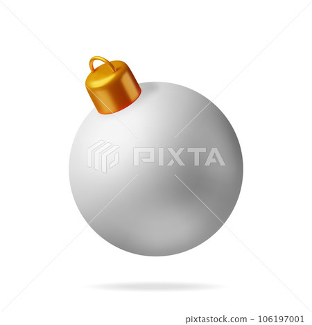 3D White Christmas Ball with Golden Clamp 106197001