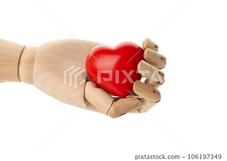 PNG, a red heart in the hands of a wooden doll. Blood donation ,isolated on white background PNG, a red heart in the hands of a wooden doll. Blood donation ,isolated on white background 106197349
