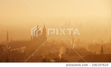 Prague cityscape in morning light. 106197620