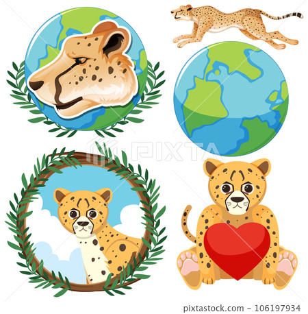 Cheetah Icons Set for Graphic Design 106197934