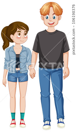 A Teenage Couple Holding Hands Together A Teenage Couple Holding Hands Together 106198376