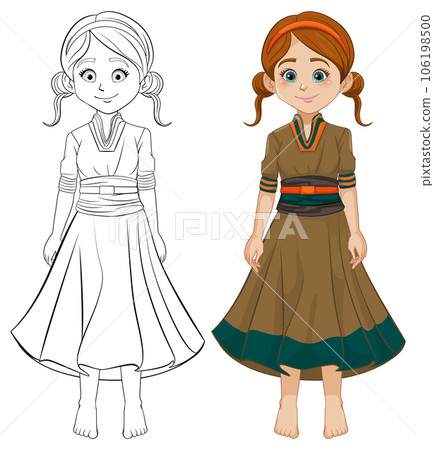 Beautiful Traditional Dress: Cute Woman Coloring Pages Beautiful Traditional Dress: Cute Woman Coloring Pages 106198500