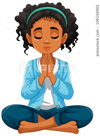 Curly-haired Woman Meditating with Closed Eyes Curly-haired Woman Meditating with Closed Eyes 106198905