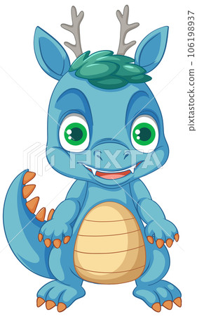 Happy cartoon dinosaur character smiling 106198937