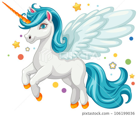 Adorable Blue Unicorn with Stars Adorable Blue Unicorn with Stars 106199036