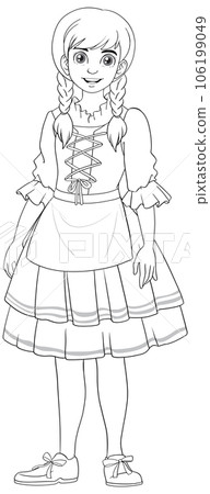 Outline of Woman in German Bavarian Outfit Outline of Woman in German Bavarian Outfit 106199049