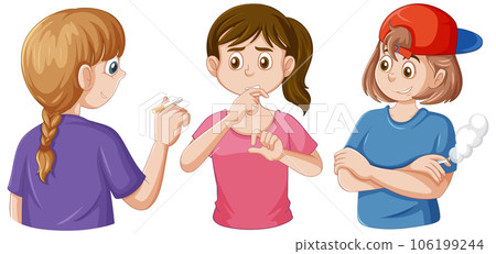 A Girl Refusing to Smoke Despite Peer Pressure 106199244