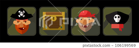 Pirate Icons and Web Game Object Frames Vector Set Pirate Icons and Web Game Object Frames Vector Set 106199569